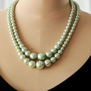 HONG KONG Vintage Faux Pearl 2 Strand Necklace